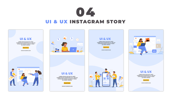UI and UX Design Flat Character Instagram Story
