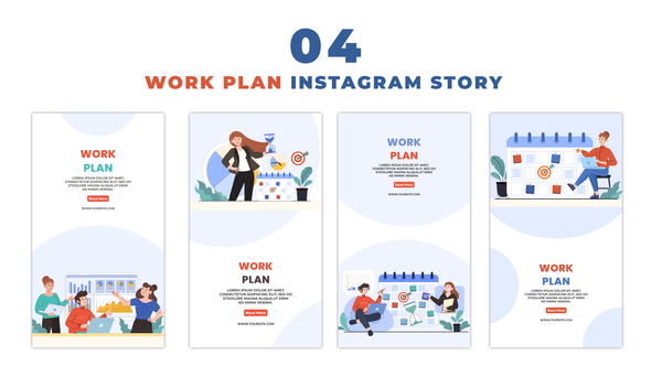 Corporate Work Plan Flat Character Instagram Story