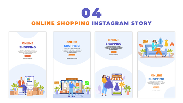 Online Shopping 2D Character Instagram Story