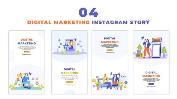 Digital Marketing Flat Character Instagram Story