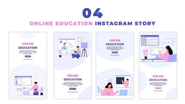 Online Education Flat Character Instagram Story