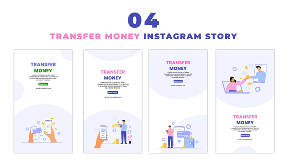 Online Money Transfer Flat Character Instagram Story