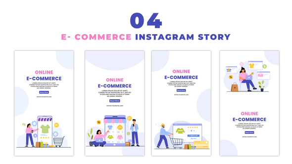 Online Shopping Flat Character Instagram Story