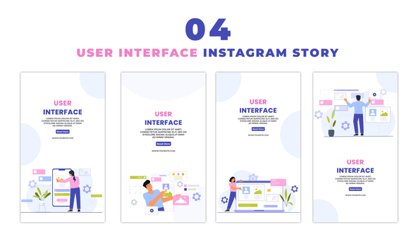 Mobile and Computer User Interface Character Instagram Story