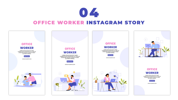 Creative 2d Office Worker Flat Character Instagram Story
