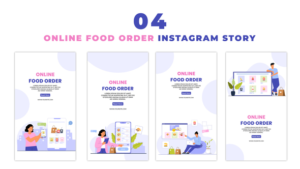 2D Flat Character Online Food Order Instagram Story
