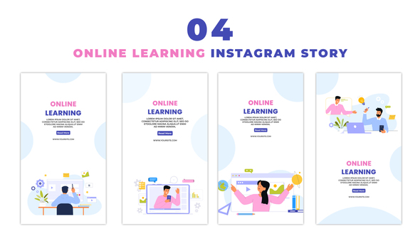 Flat Vector Online Learning Instagram Story