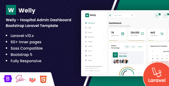 Welly - Hospital Admin Dashboard Laravel Bootstrap Template