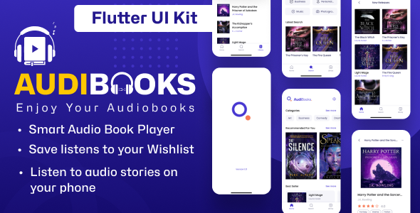 AudiBooks Flutter Full UI KIt | Audio & Ebook Flutter UI Tamplate