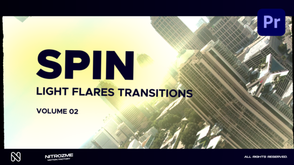 Light Flares Spin Transitions Vol. 02 for Premiere Pro