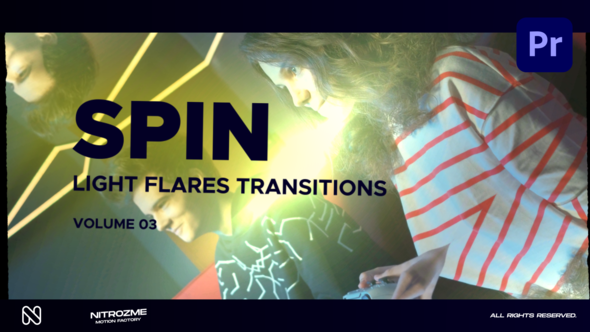Light Flares Spin Transitions Vol. 03 for Premiere Pro