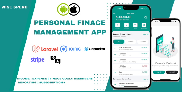 Wise Spend - Personal Finance Management App with Subscription Model (ionic 7 & Laravel)
