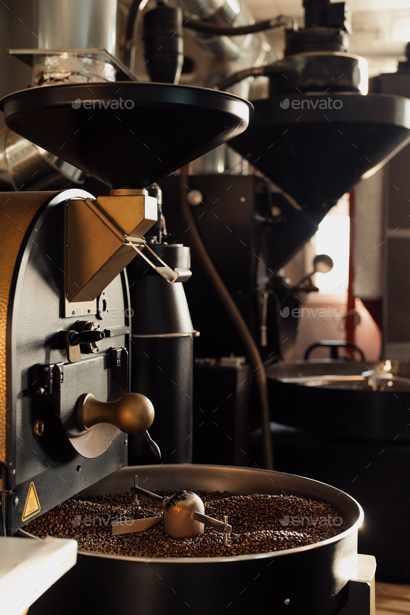 Professional Coffee Machine Used In Coffee Industry Stock Photo