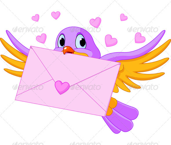 Bird with Love Letter - Valentines Seasons/Holidays
