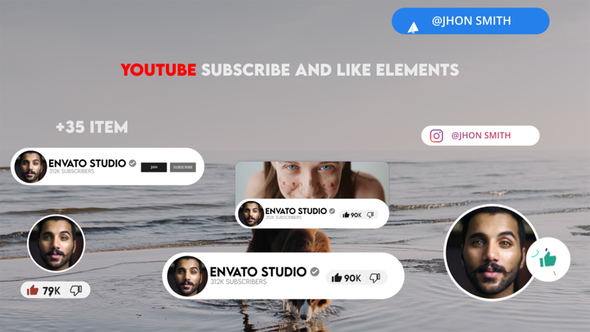 Youtube Subscribe And like elements Elements template preview