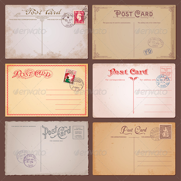 Vector Vintage Postcards - Backgrounds Decorative