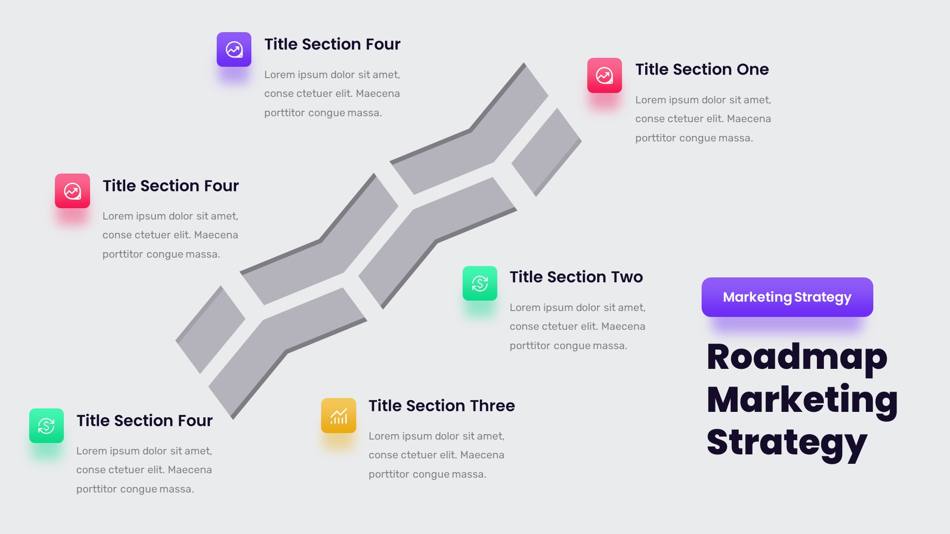 Roadmap Marketing Strategy Powerpoint Template, Presentation Templates