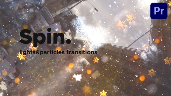 Lights & Particles Spin Transitions for Premiere Pro Vol. 01