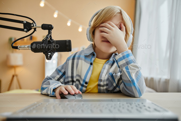 Scared Young Boy with Hands on His Face Stock Photo - Image of