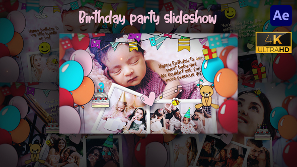 Birthday Party Slideshow - 4k Elements template preview