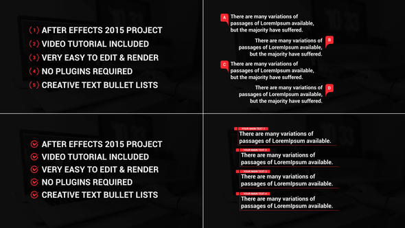 Modern Text Bullet Lists Elements template preview
