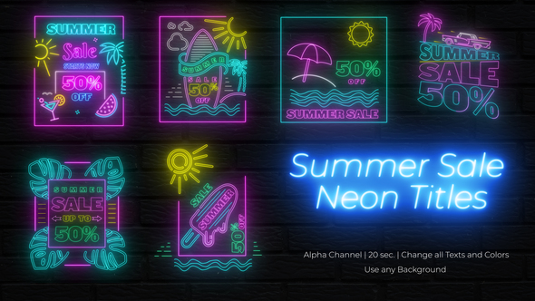 Summer Sale Neon Titles