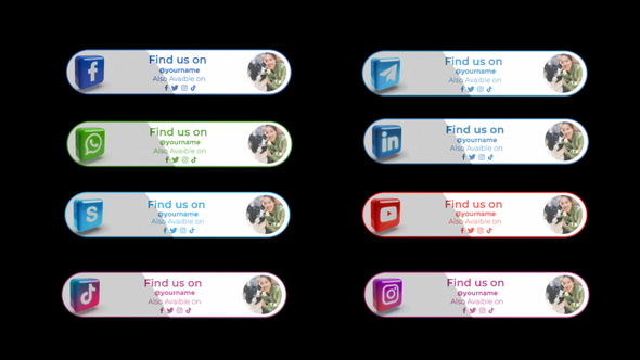 3D social media button (No Plugin Required) Titles template preview