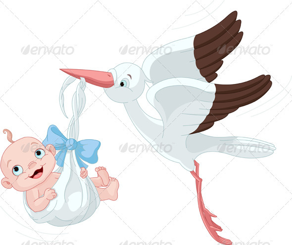 Stork And Baby Boy - People Characters