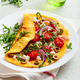 omelette with tomato, feta cheese onion and arugula. healthy keto diet low carb breakfast - PhotoDune Item for Sale