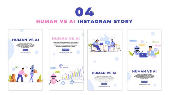 Human Vs AI Premium Vector Instagram Story