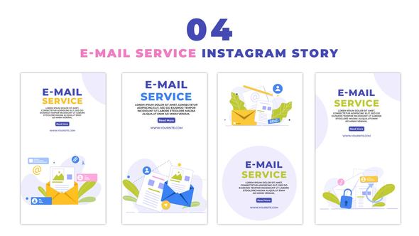 E-Mail Service Concept 2D Character Instagram Story
