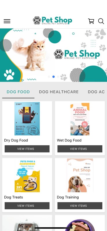 Online dog 2024 shop app