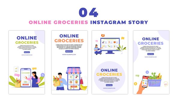 Eye Catching Online Groceries Order Character Instagram Story