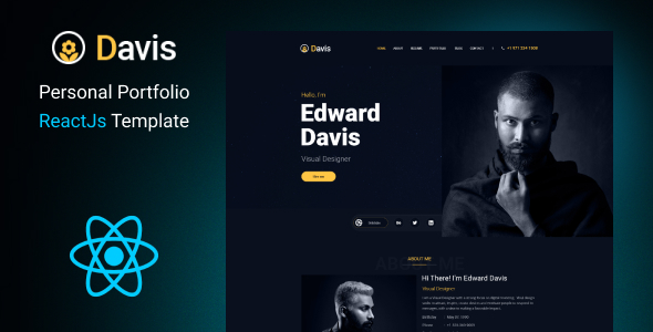 Davis – Personal Portfolio ReactJs Template