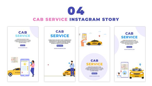 Online Cab Service 2D Character Instagram Story