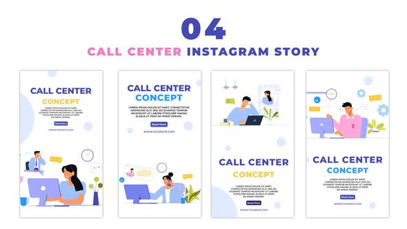 Call Center Concept 2D Characters Instagram Story