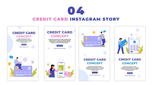 Credit Card Using Flat Character Instagram Story