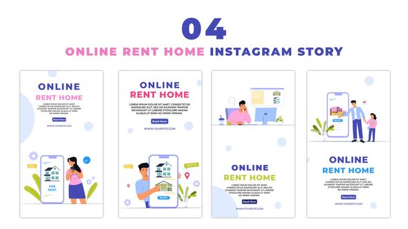 Online Rental Home Search 2D Character Instagram Story