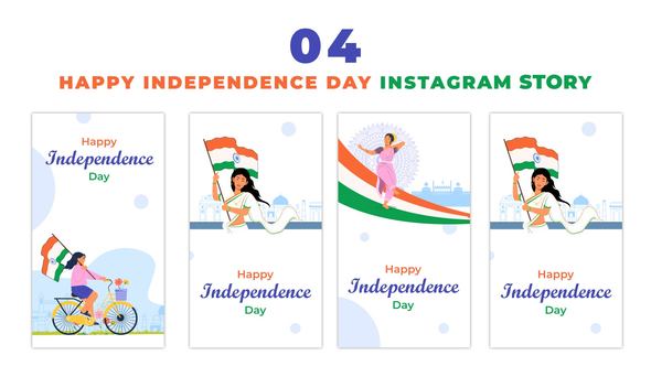 Creative Indian Independence Day Flat Characters Instagram Story