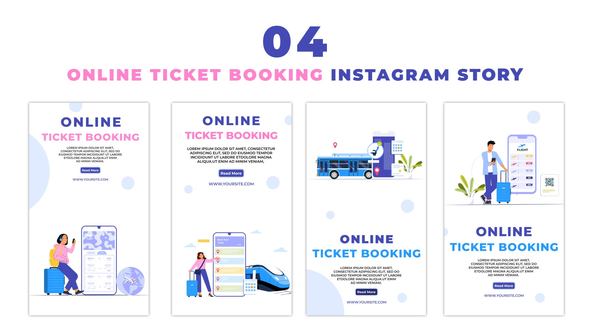 Online Ticket Booking Flat Character Instagram Story