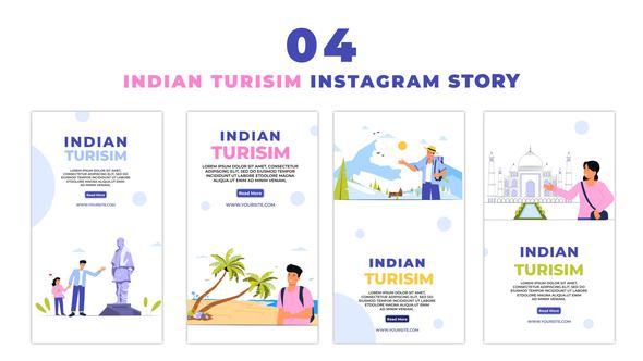 Famous Indian Tourist Places Flat Vectors Instagram Story