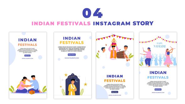 Indian Traditional Festivals Flat Character Instagram Story