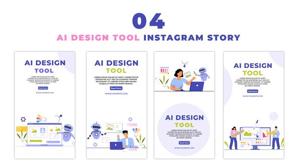 AI Designing Tool User Flat Character Instagram Story