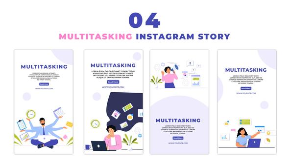 Eye Catching Multitasking Employee Character Instagram Story