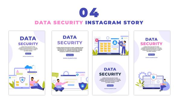 Creative Data Security Flat Character Instagram Story