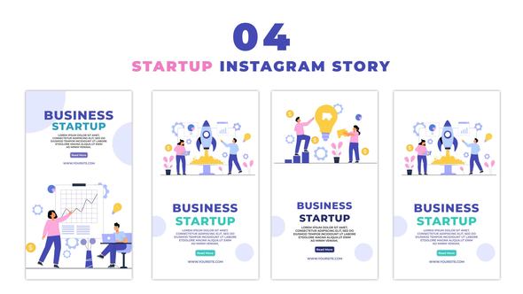 Eye Catching Business Startup Flat Character Instagram Story