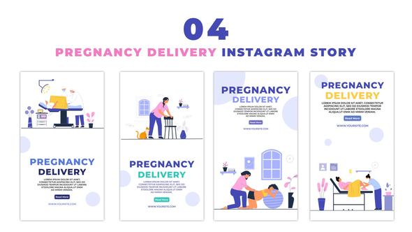 Pregnancy Days and Delivery Premium Vector Instagram Story