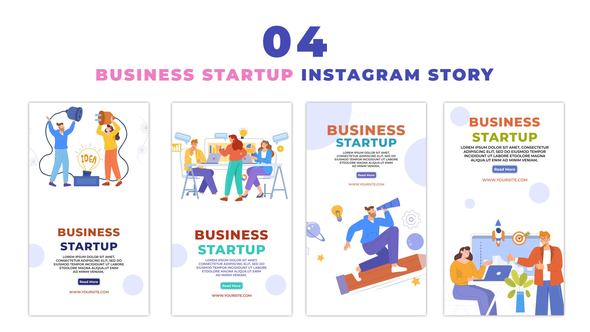Creative Business Startup Flat Character Instagram Story