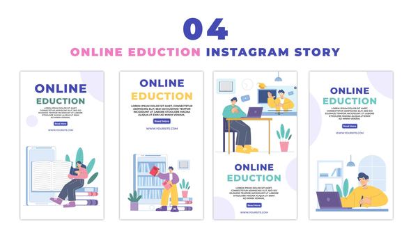 Online Educating Students Flat Vector Instagram Story