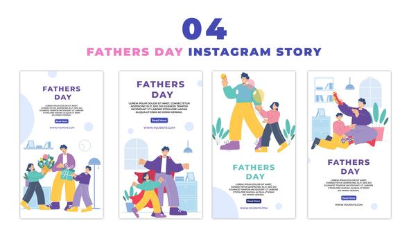Animated World Father's Day Flat Character Instagram Story